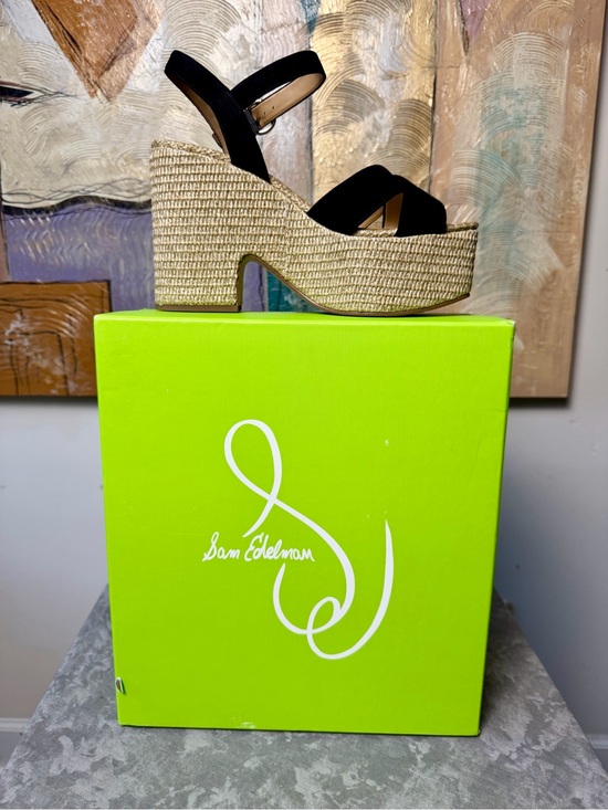 Sam Edelman Shoes - Brand New Sam Edelman Trianna Black Wedge Espadrille Platform Sandal 10M